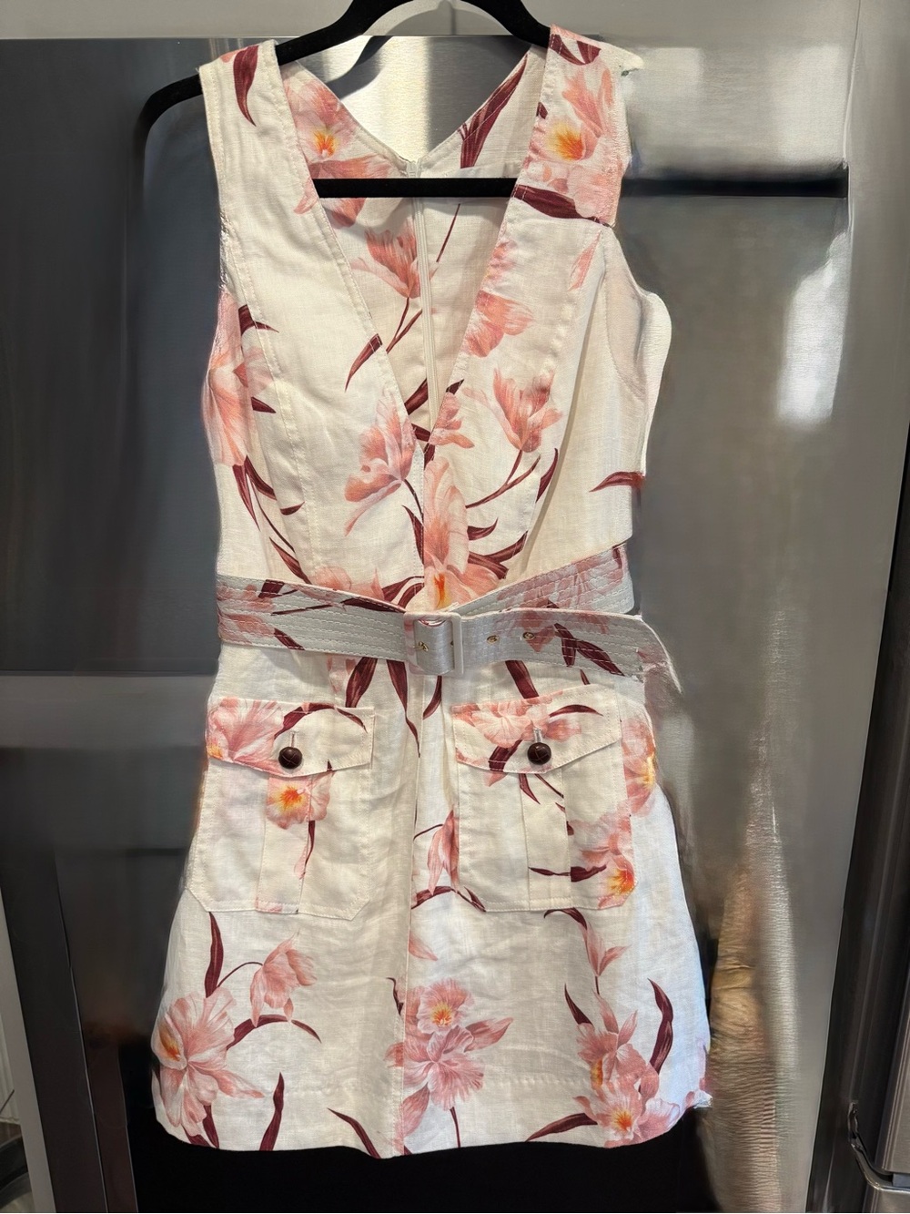 Zimmermann White Floral Linen Belted Mini Dress